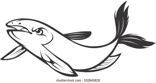 Creative Mekong Giant Catfish Illustration