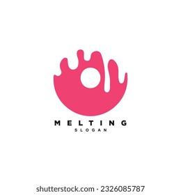 Creative melting delicious strawberry donut logo vector illustration for your brand or business