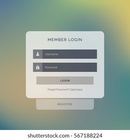 creative member login box interface design on blurred background