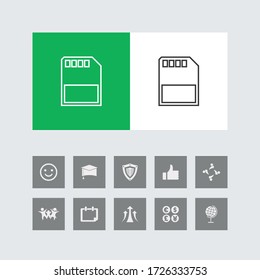 Creative Memory Card Line Icon with Bonus Icons. 
