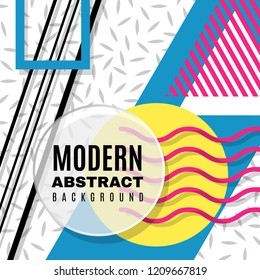 Creative Memphis Neo geometric shapes background. Minimalistic theme of the first page. Colorful Memphis Neo style illustration for personal use.