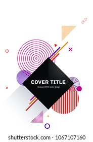 Creative memphis neo pattern with white, red, orange and cherry geometrical shapes on background. Minimalistic front page template. Colorful memphis neo style backdrop for personal purpose.