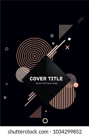 Creative memphis neo vector with white, beige and pale pink geometrical shapes on black background. Minimalistic front page theme. Colorful memphis neo style graphic design for business purpose.