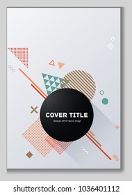 Creative memphis neo vector with white, orange, brown and red geometrical shapes. Minimalistic front page texture. Colorful memphis neo style background for journalistic purpose.