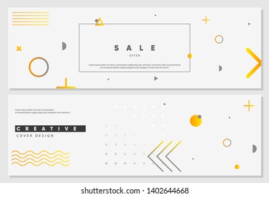 Juego de afiches de estilo Memphis creativos. formas dinámicas sobre fondo claro. ideal para fiesta, banner, portada, impresión, promoción, saludo, anuncio, web, página, encabezado, aterrizaje, medios sociales.