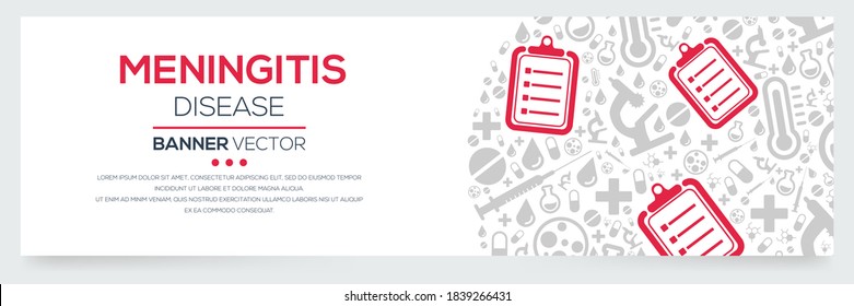 Creative (Meningitis) disease Banner Word with Icons ,Vector illustration.	