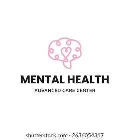 Creative Mental Health Logo. Head Human Mind. Therapy Psychology Logo Icon Symbol Vector Design Template.