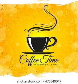 Creative menu with coffee on a yellow background for restaurants and cafeterias. Hand-drawn colorful menus for coffee.