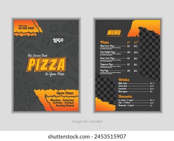 Creative menu design for burger and pizza restaurant and carts or food truck
