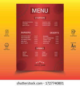 Creative menu design. Layout design, Design set for menu restaurant.