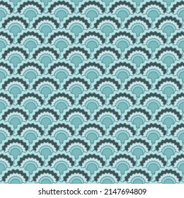 Creative mermaid scales squama background, vector seamless fabric pattern, tiled textile print. Typical japanese squama scales seamless arc tiles surface. Wallpaper pattern.