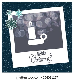 Creative Merry christmas candles, Christmas candle card,  photo frame with Snowflake border and creative typography in footer on glowing Vector background