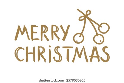 Creative Merry Christmas design with simple ornaments in gold color for festive celebrations