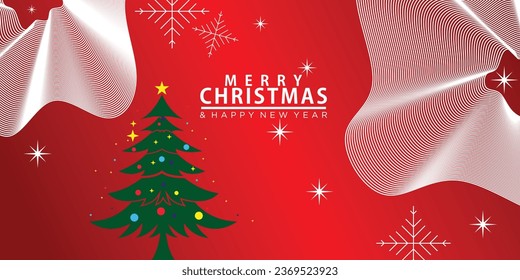 Creative Merry christmas and Happy new year background logo design with modern concept| premium vector