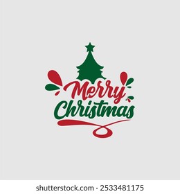 Creative Merry Christmas sticker featuring festive red and green lettering with decorative flourishes. Perfect for holiday greetings, gift wrapping, and Christmas decorations.