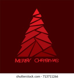 creative merry christmas tree design, using triangular shape