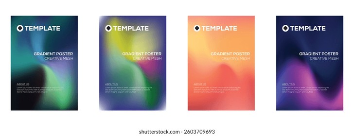 Creative Mesh Gradient Poster Templates Colorful Design Set