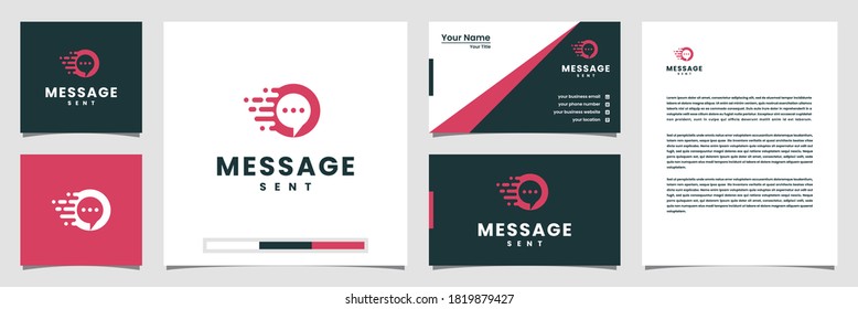 Creative message sent logo concept inspiration. logo business card and letterhead