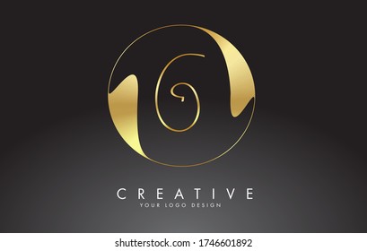 Creative Metal vector illustration with letter G. G handwritten letter logo with golden design and wave circle.