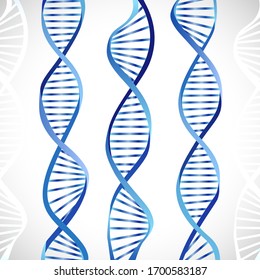 Creative metallic DNA symbol. Blue color image, scheme of DNA molecule. GMO logotype concept. Pattern of genes. Shiny DNA chain. Isolated abstract graphic design template. Medical background.