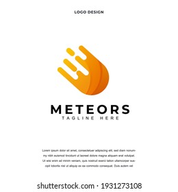 Creative meteor icon logo design vector illustration. comet technology logo design color editable