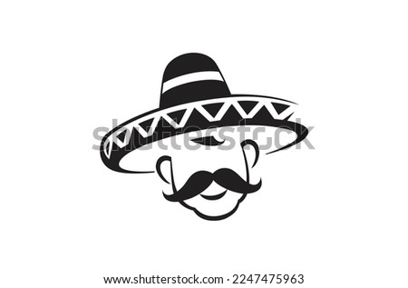 Creative Mexican Sombrero Mustache Head Traditional Logo Vector Design