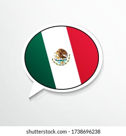 Creative Mexico country flag on speech bubble. Abstract languages concept flat illustration