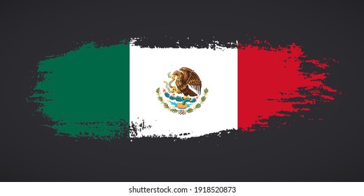 Creative Mexico country grungy brush flag for independence day