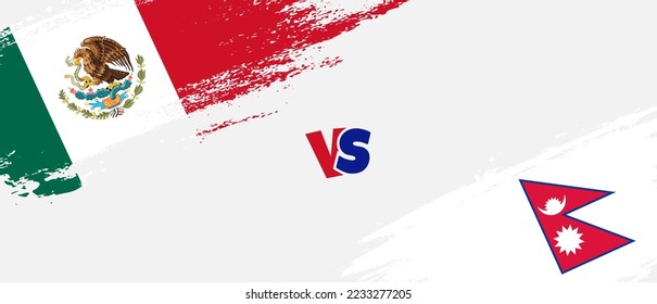 Ilustración de la bandera de un pincel de Creative Mexico vs Nepal. Estilo de pincel artificial dos indicadores de país fondo de relación