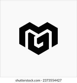 Creative MG or GM initial hexagonal shape monogram minimal modern brand unique logo design