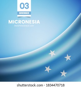 Bandera creativa de Micronesia sobre textura de tela. Antecedentes del día de la independencia de estilo vintage