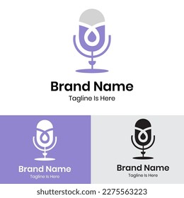 Creative microphone podcast logo design