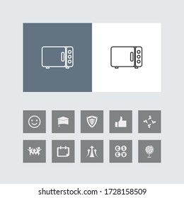 Creative Microwave Oven Line Icon with Bonus Icons. 