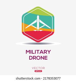 Creative (Military Drone) Icon, Vector Sign.