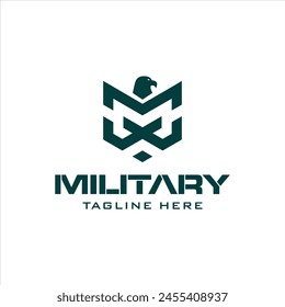 creative Military symbol. Military logo with letters MW eagle and stars and green color. military symbol with soldiers. design inspiration, vector