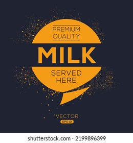 Creative (Milk) Drink, Milk Sticker, Vector Illustration.