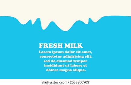 Creative milk splash illustration with a clean blue and white background. Includes sample text for dairy product promotion or food marketing, perfect for packaging or advertisement templates.