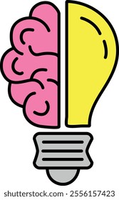 Creative Mind: Brain and Light bulb Icon