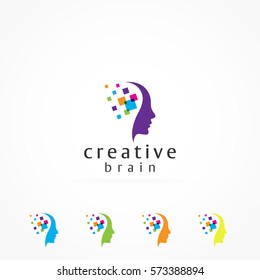 Creative mind and colorful Pixels logo