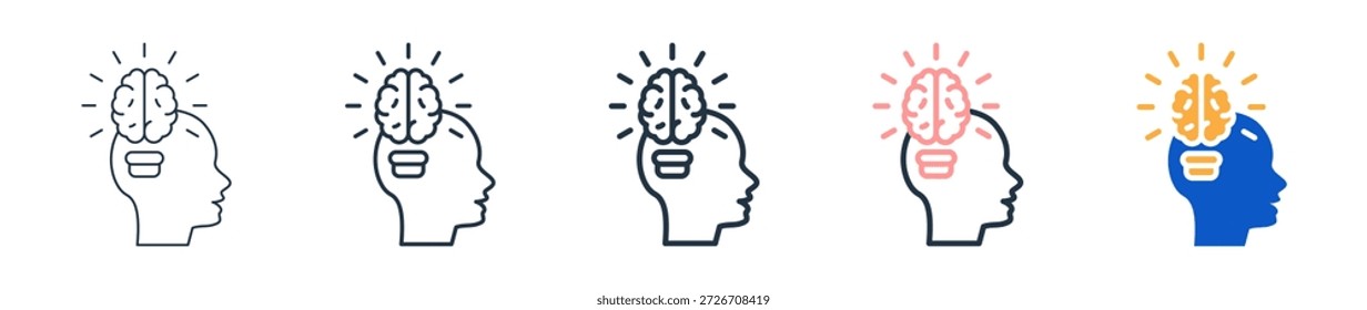 Iconos de estilo diferente de Creative Mind establecen la Ilustración vectorial.