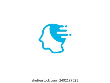 creative mind fast logo design, head tech icon symbol template