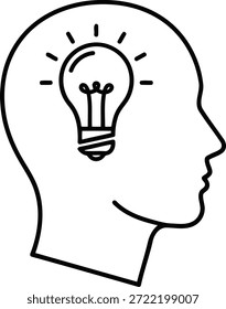 Icono de ideas de mente creativa: pensamiento, innovación y soluciones inteligentes
