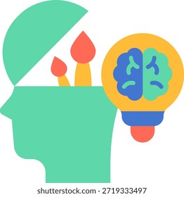 Ilustração de conceito de lâmpada de ideia da mente criativa