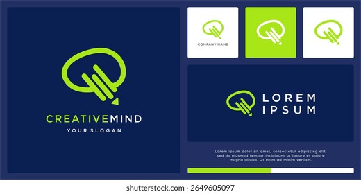 Creative mind logo design with abstract pencil