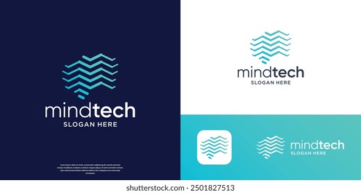 creative mind logo tech with flow line art style concept.