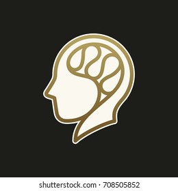 Creative mind, man head vector icon.