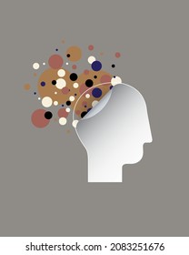 Creative mind, open human head with explosion of ideas or innovations. Vector illustration, EPS 10