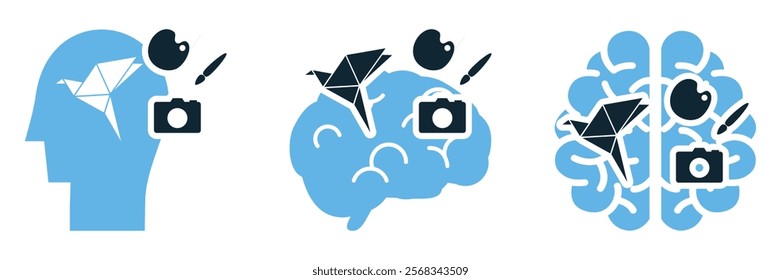Creative Mind Psychology Icons Vector for mental health awareness and personal development.