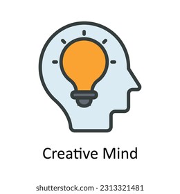 Creative Mind Vector   Fill outline  Icon Design illustration. Digital Marketing  Symbol on White background EPS 10 File