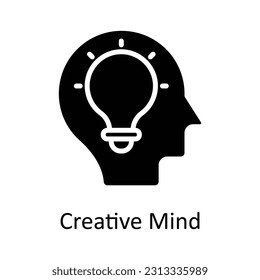 Creative Mind Vector    Solid  Icon Design illustration. Digital Marketing  Symbol on White background EPS 10 File